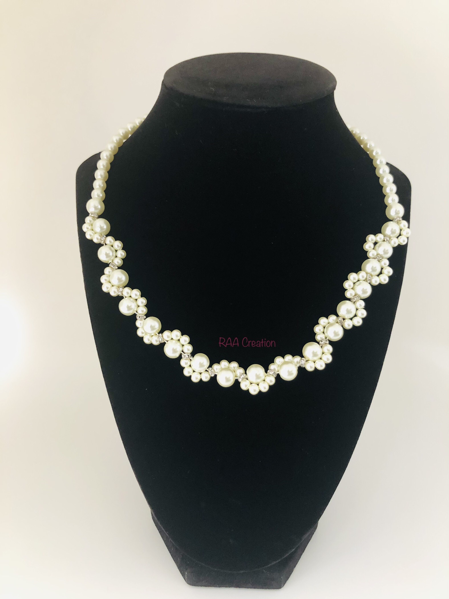 Ivory Flower Shaped Pearl Bead Necklace | RAA Creation